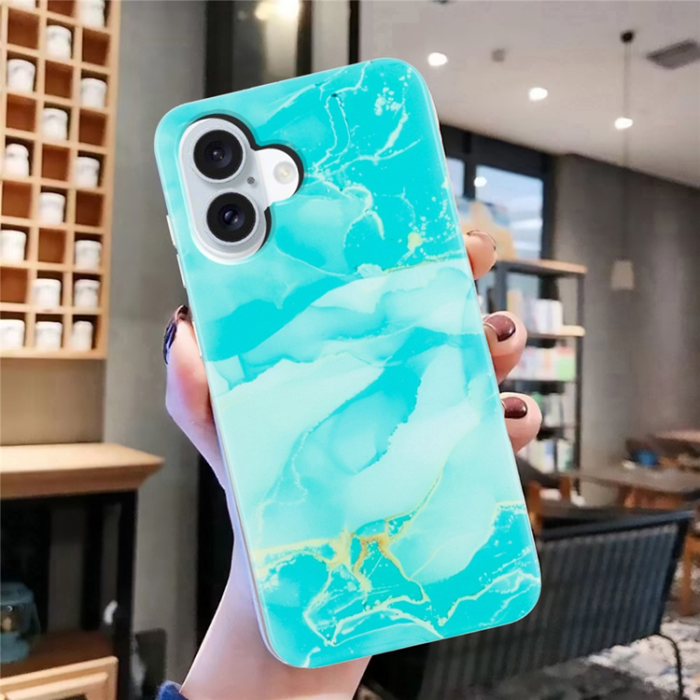 A-One Brand - iPhone 17 Mobilskal Marble Pattern Painted TPU - Grön