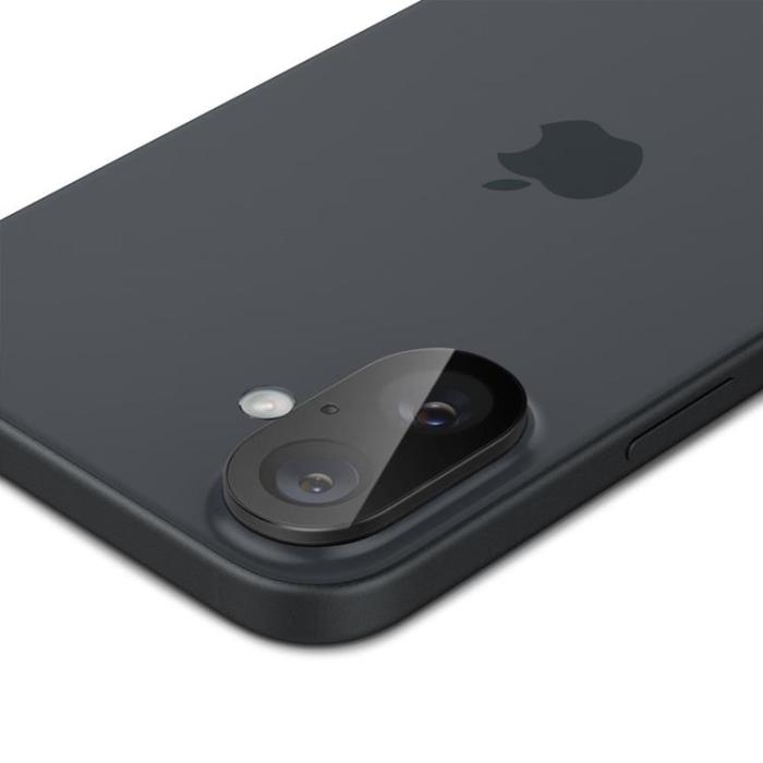 Spigen - [2-Pack] Spigen iPhone 16/16 Plus Kameralinsskydd Härdat glas Optik Pro - Svart