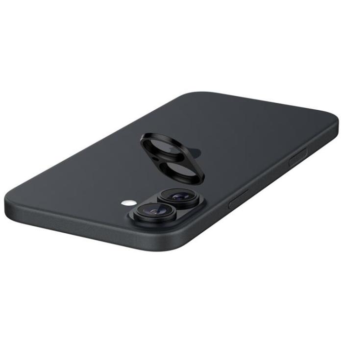 Spigen - [2-Pack] Spigen iPhone 16/16 Plus Kameralinsskydd Härdat glas Optik Pro - Svart