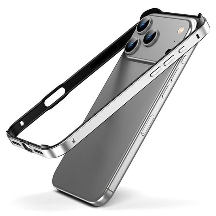 iPhone 17 Pro Mobilskal Hollow Metal Bumper - Silver (Silver) | 2353 | AlltMobil