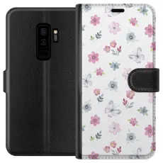 Gustaf - Pl&aring;nboksfodral till Samsung Galaxy S9+ med Blommor och fj&auml;rillar