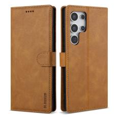 OEM - N.BEKUS Samsung Galaxy S26 Ultra Pl&aring;nboksfodral Konstl&auml;der - Brun