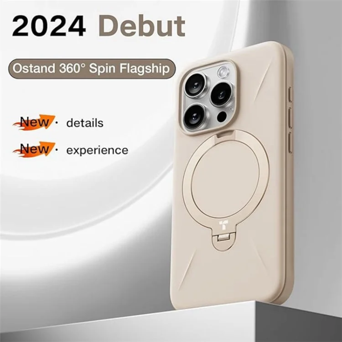 Torras - Torras iPhone 16 Mobilskal Magsafe Ostand Q Pro - Guld