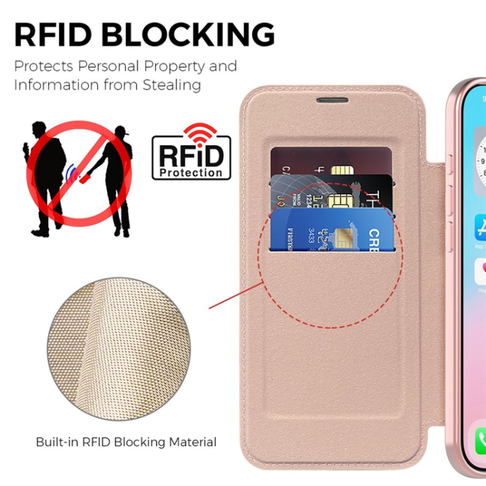 A-One Brand - iPhone 17 Air Plånboksfodral MagSafe RFID - Rosa