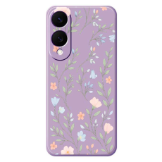 A-One Brand - Galaxy S25 Edge Mobilskal Pink Blue Flowers Straight Edge - Lila