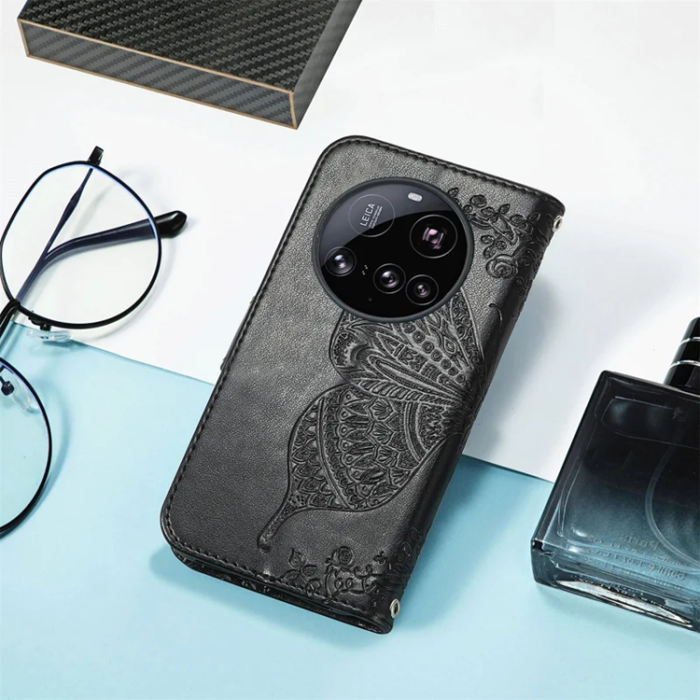 A-One Brand - Xiaomi 15 Ultra Plånboksfodral Butterfly Pattern - Svart