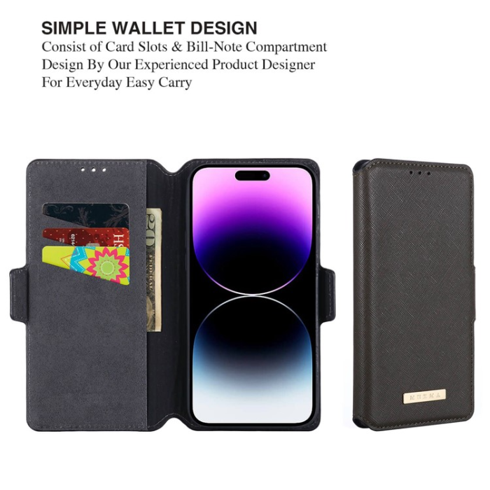 UTGATT - MUXMA iPhone 14 Pro Max Plånboksfodral Cross Texture - Grön