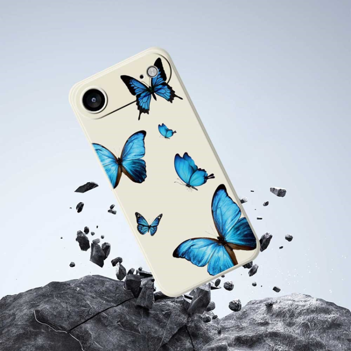 A-One Brand - iPhone Air Mobilskal Blue Butterflies Pattern TPU - Lila