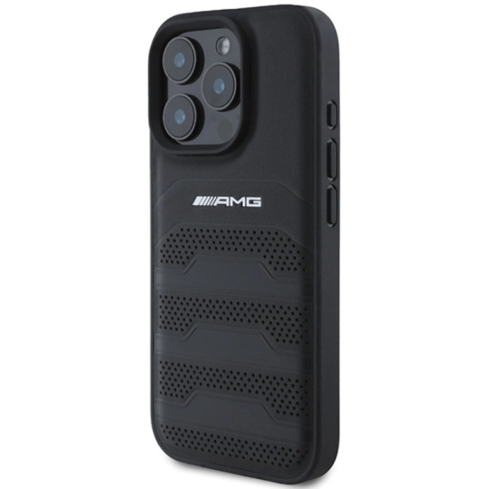 Mercedes - Mercedes iPhone 16 Pro Max Mobilskal AMG Läder Debossed Lines