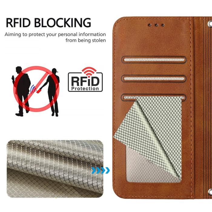 OEM - Samsung Galaxy A57 Plånboksfodral RFID Skydd Konstläder - Brun