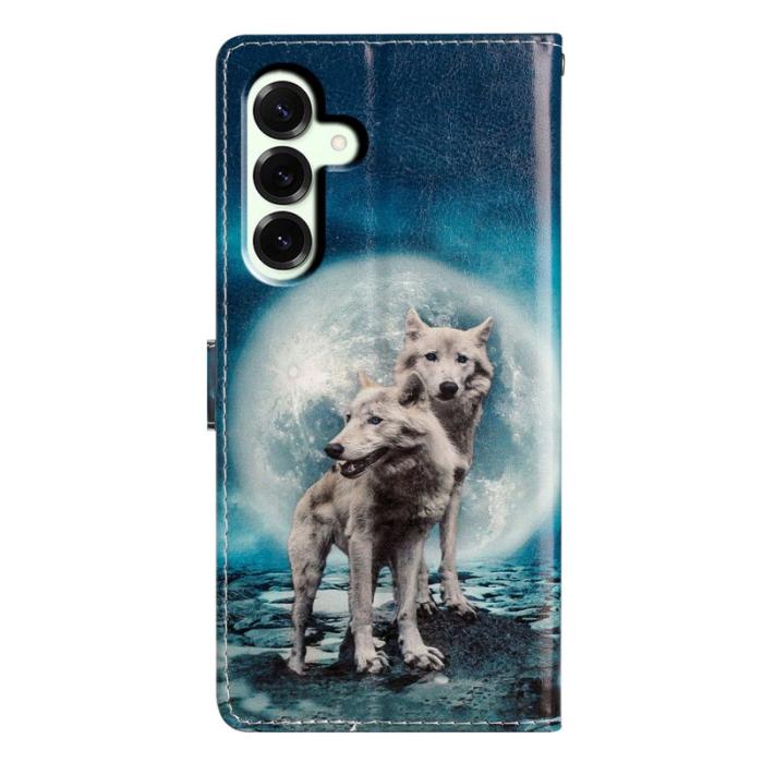 OEM - Two Wolves Samsung Galaxy A57 Plånboksfodral Konstläder Mönster - Vit