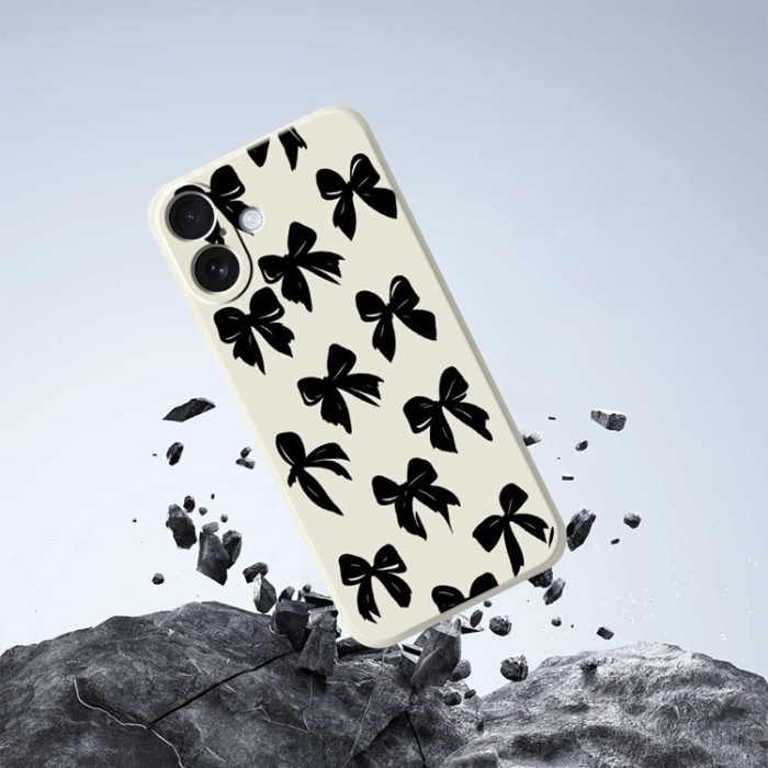 A-One Brand - iPhone 17 Mobilskal Bow Pattern Printing Straight - Beige