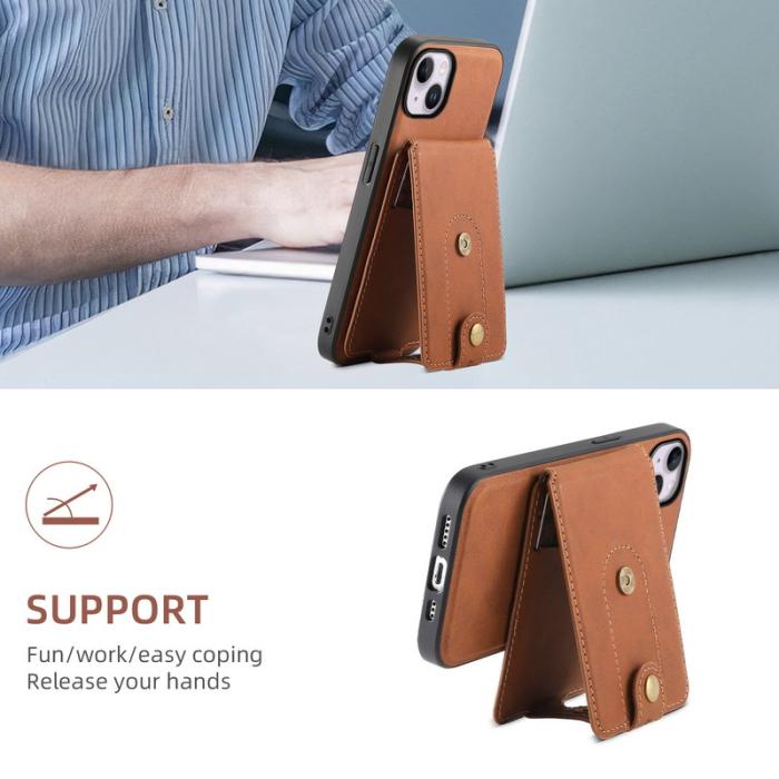 DENIOR - DENIOR D14 Mobilskal till iPhone 14 Plus Läder + TPU + PC Brun