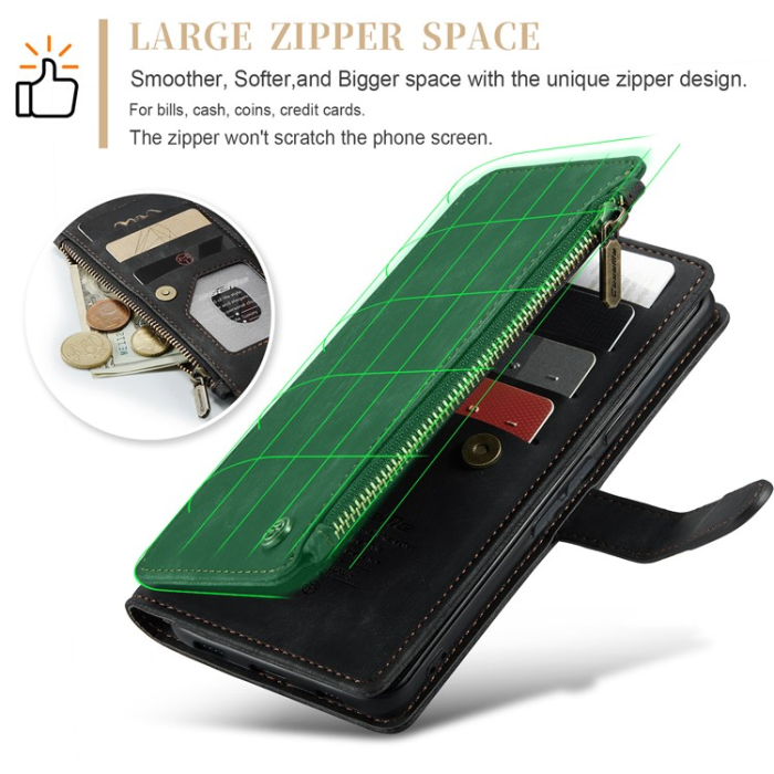 Caseme - CASEME Google Pixel 7A Plånboksfodral C30 Zipper - Svart