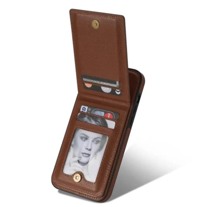 N.BEKUS - N.BEKUS iPhone 15 Pro Mobilskal Korthållare Kickstand - Brun