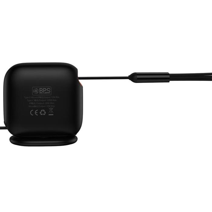 UTGATT1 - Baseus Retractable 3in1 microUSB Typ-C Lightning 100W Kabel 1.7m - Svart