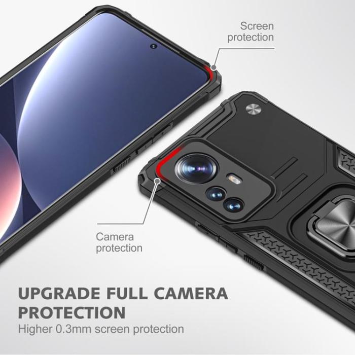 A-One Brand - Metal Kickstand Shockproof Skal Xiaomi 12/12X - Svart