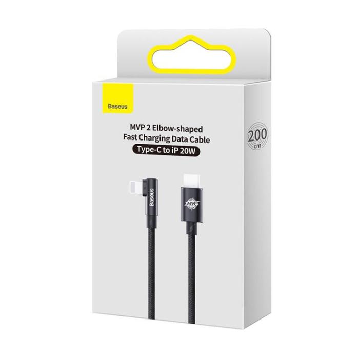BASEUS - Baseus Elbow USB-C till Lightning kabel 20W 2m - Svart
