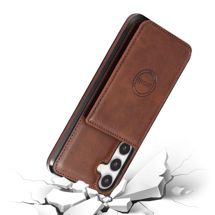 OEM - Mobilfodral för Samsung Galaxy S26 Kortfack Kickstand Konstläder + TPU - Kaffe