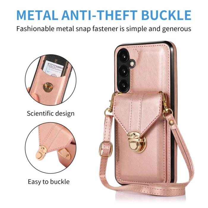OEM - Mobilfodral för Samsung Galaxy S26 Kortfack Kickstand Konstläder + TPU Roséguld