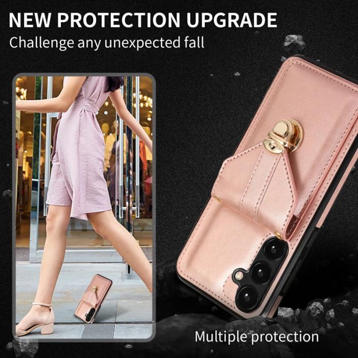 OEM - Mobilfodral för Samsung Galaxy S26 Kortfack Kickstand Konstläder + TPU Roséguld