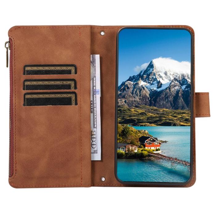 OEM - Mobilfodral för Samsung Galaxy S26 Ultra Konstläder 9 kortfack - Brun