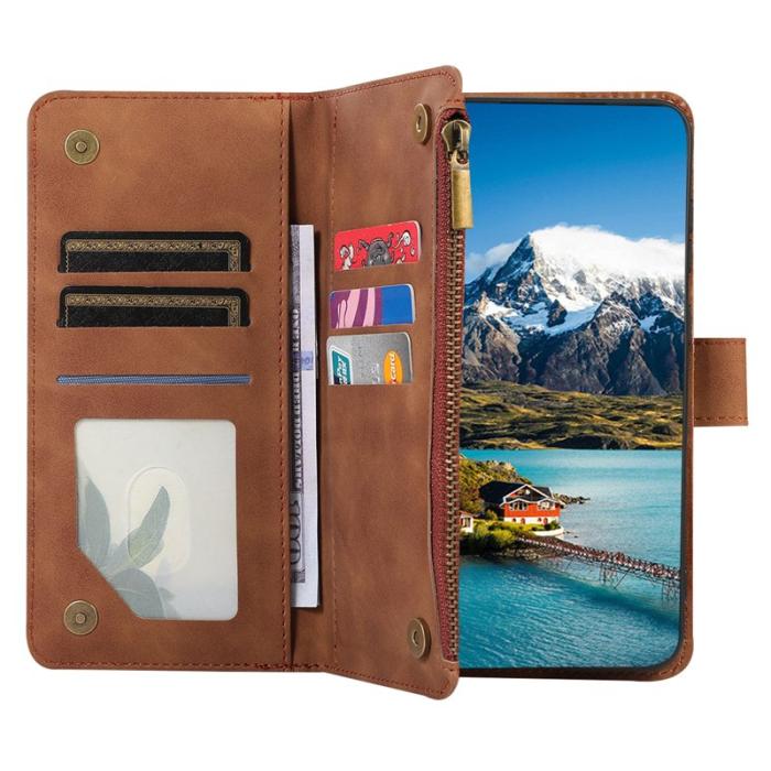 OEM - Mobilfodral för Samsung Galaxy S26 Ultra Konstläder 9 kortfack - Brun