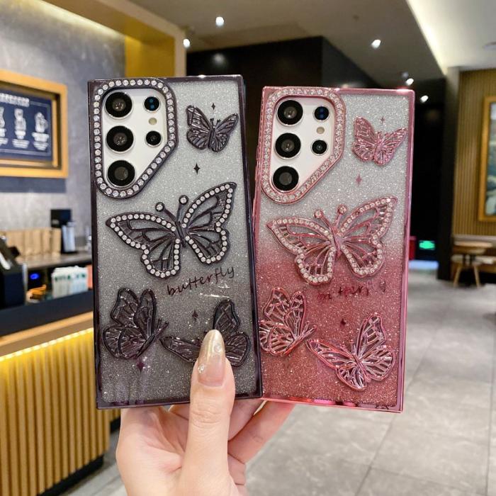 OEM - Mobilskal för Samsung Galaxy S26 Ultra 3D Fjäril TPU - Rosa