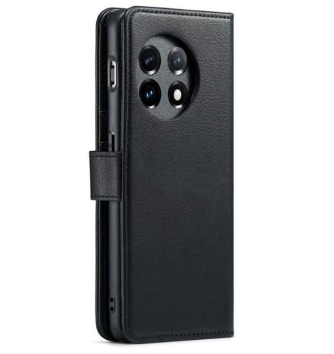 DG.MING - DG.MING OnePlus 11 Plånboksfodral Äkta Läder 2-i-1 - Svart