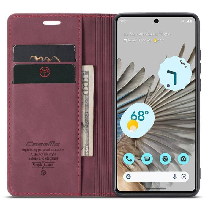 Caseme - CASEME 013 Mobilskal för Google Pixel 7 Pro 5G Röd KonstLäder Flip