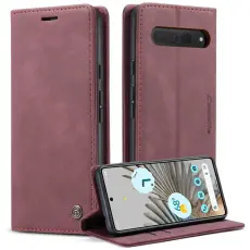 Caseme - CASEME 013 Mobilskal f&ouml;r Google Pixel 7 Pro 5G R&ouml;d KonstL&auml;der Flip