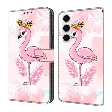 OEM - Samsung Galaxy S26 Pl&aring;nboksfodral F&auml;llbart St&auml;ll Konstl&auml;der M&ouml;nster - Rosa F&aring;gel