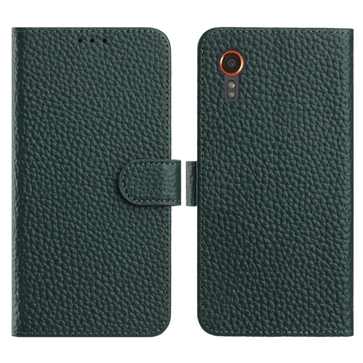 Galaxy XCover 7 Plånboksfodral Äkta Läder Litchi - Grön | 2353 | AlltMobil