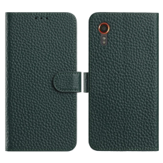 A-One Brand - Galaxy XCover 7 Plånboksfodral Äkta Läder Litchi - Grön