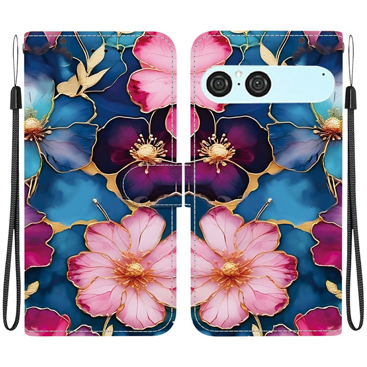 Sony Xperia 10 VII Plånboksfodral Pattern Printing - Blåguld | 2353 | AlltMobil