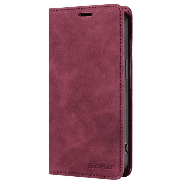 BETOPNICE - BETOPNICE 003 iPhone 16 Plus Plånboksfodral RFID Blocking Konstläder - Röd