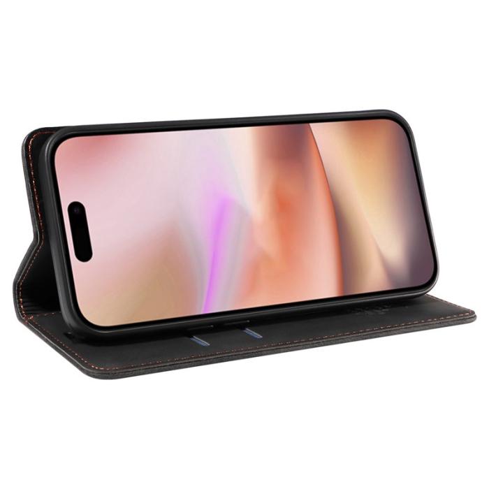 BETOPNICE - BETOPNICE 003 iPhone 16 Plus Plånboksfodral RFID Blocking Konstläder - Svart