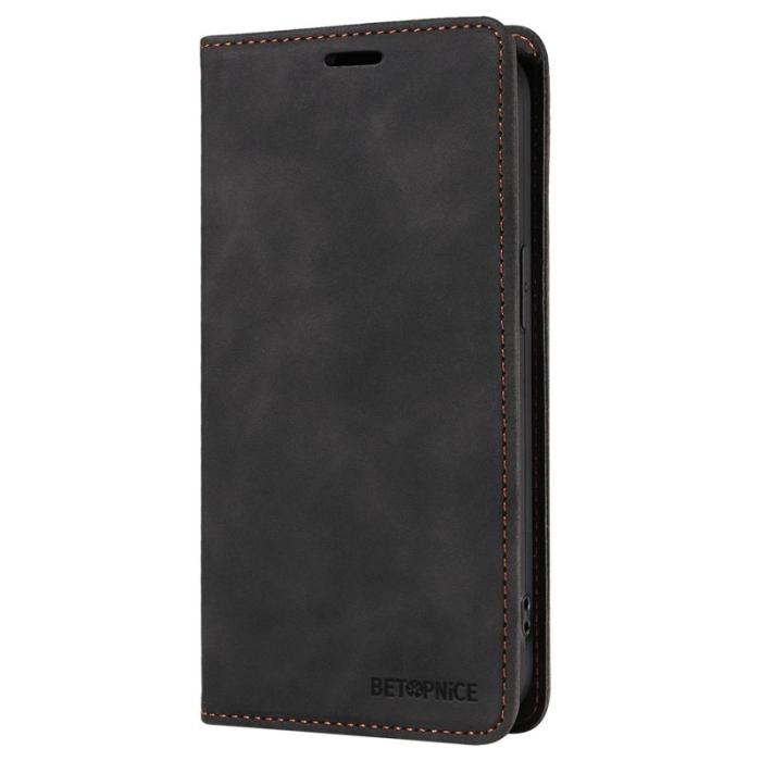 BETOPNICE - BETOPNICE 003 iPhone 16 Plus Plånboksfodral RFID Blocking Konstläder - Svart