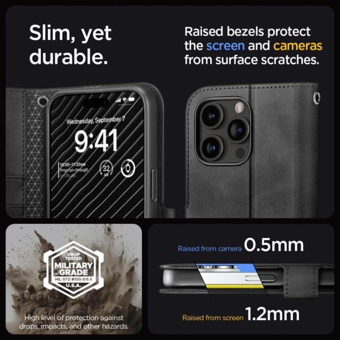 Spigen - Spigen iPhone 15 Pro Plånboksfodral 'S' Pro - Svart