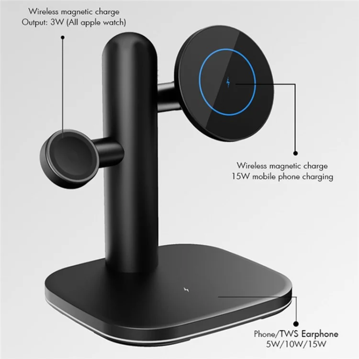 OEM - 3in1 MagSafe Trådlös Laddare iPhone, Apple Watch, Airpods