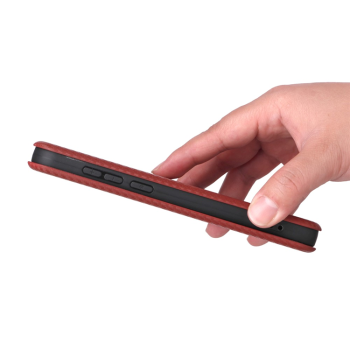 A-One Brand - OnePlus 15 Plånboksfodral Carbon Fiber Drop-Proof Konstläder - Brun