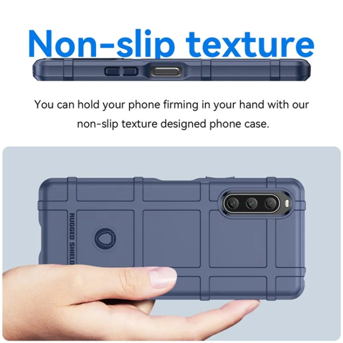 A-One Brand - Sony Xperia 10 V Mobilskal Rugged Square Grid - Blå