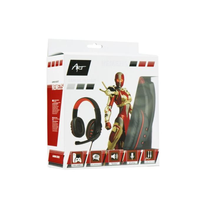 Art - ART Wire Hörlurar Gaming Jack 3.5 mm med mikrofon - Svart