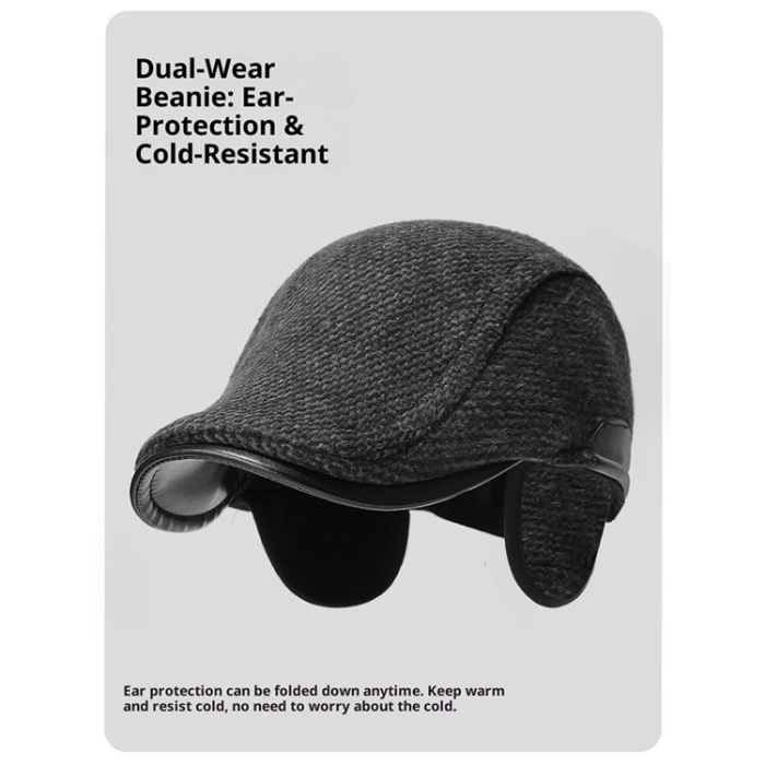 A-One Brand - Keps med Bred Brätte och Vikbara öronflikar Ull 2025d123 - Svart