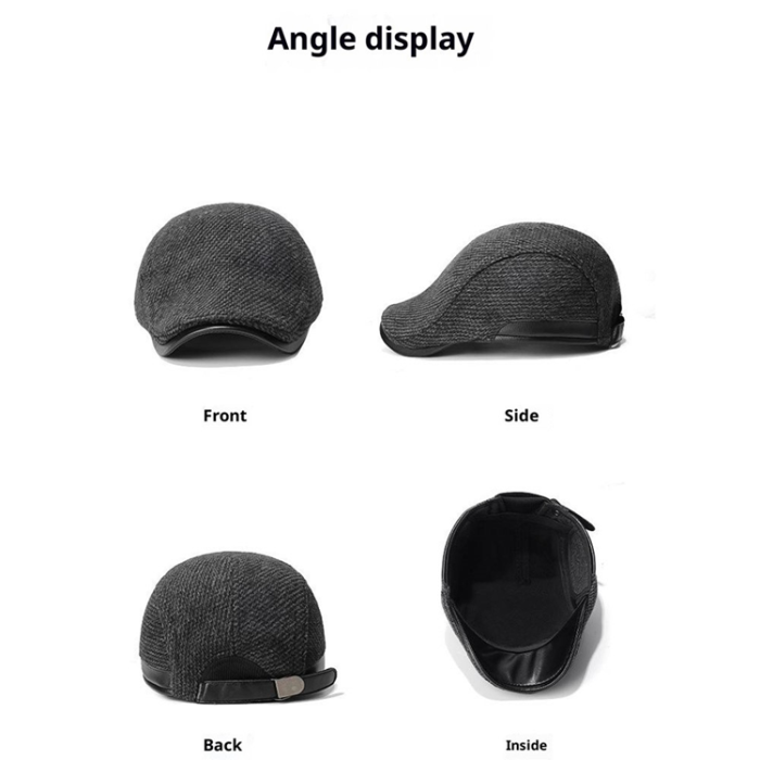 A-One Brand - Keps med Bred Brätte och Vikbara öronflikar Ull 2025d123 - Svart