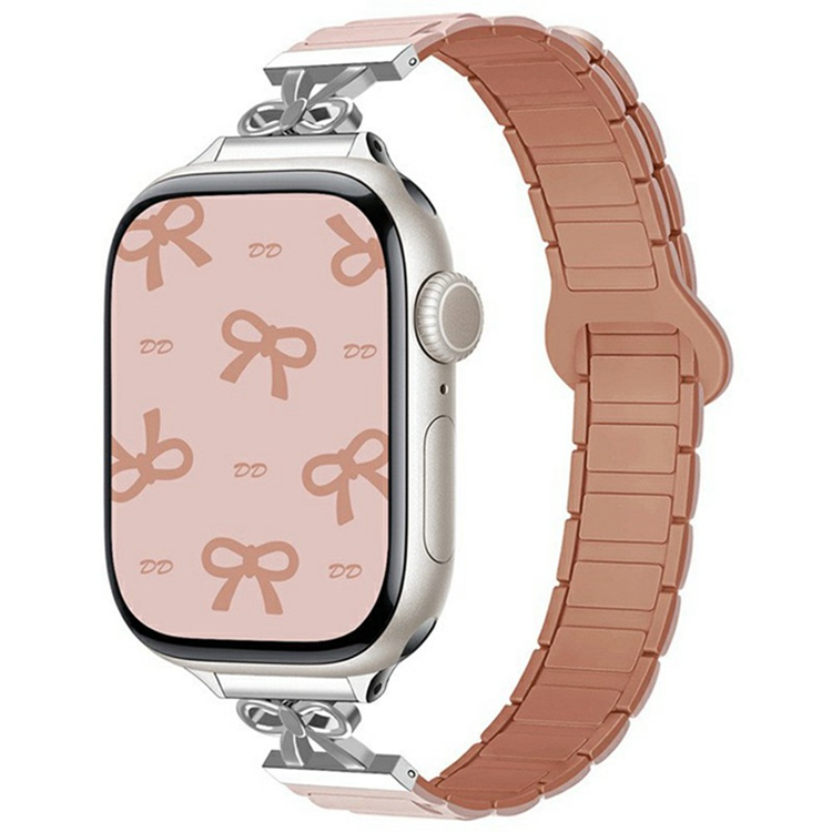 Apple Watch 38/40/41/42mm Armband Magnetic Bowknot - Rosa/Grå | 5122 | AlltMobil