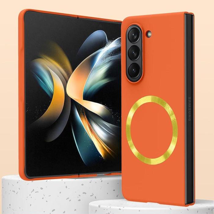 OEM - Galaxy Z Fold 5 Mobilskal Magsafe Skin-touch PC Slim - Orange