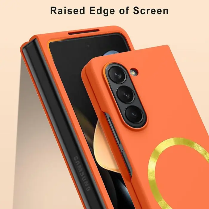 OEM - Galaxy Z Fold 5 Mobilskal Magsafe Skin-touch PC Slim - Orange