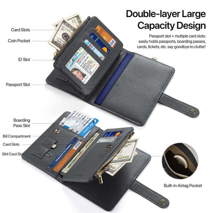 Dux Ducis - Dux Ducis Passhållare Plånbok RFID Multikort PU-Läder - Ljusgrå