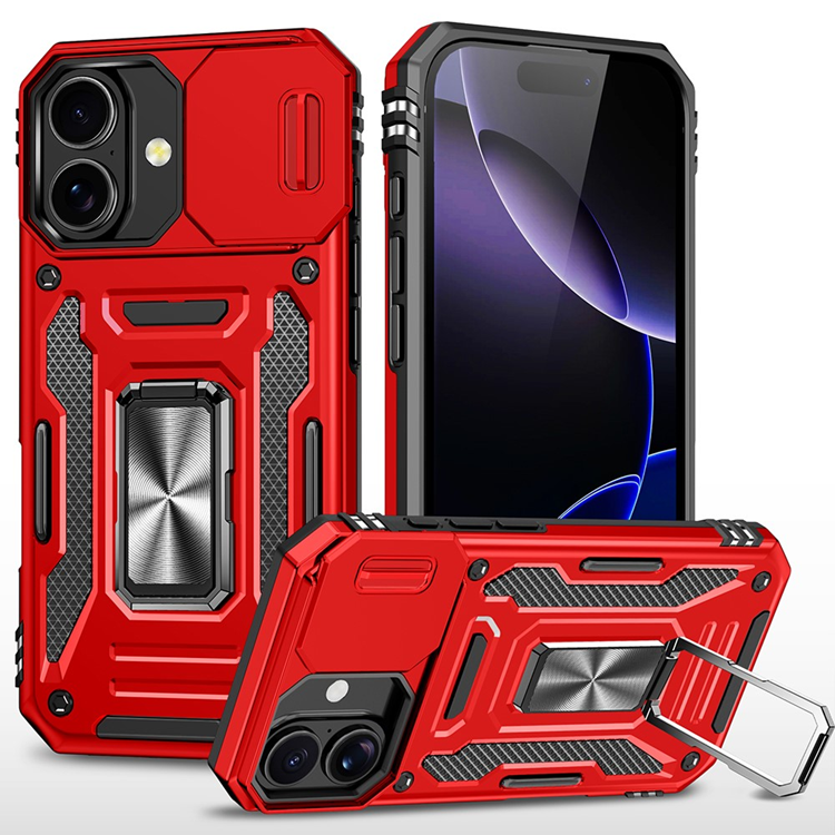 iPhone 17 Mobilskal Kickstand Lens Lid - Röd | 2353 | AlltMobil